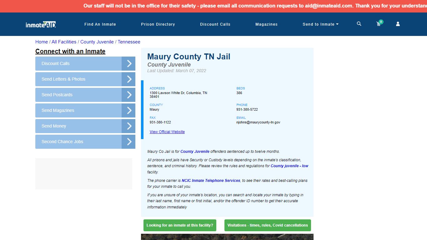 Maury County TN Jail & Inmate Search - Columbia, TN