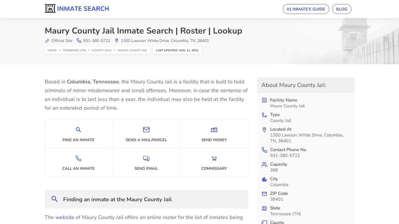 Maury County Jail Inmate Search | Roster | Lookup
